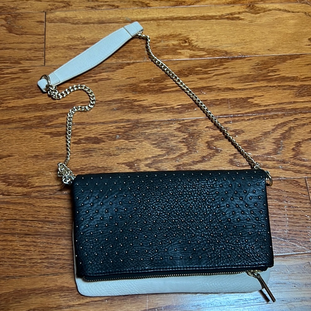BCBG Studded leather shoulder purse